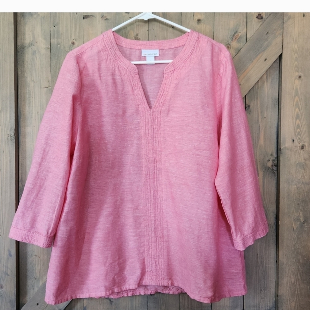 Liz Claiborne Linen 3/4 Sleeve top large